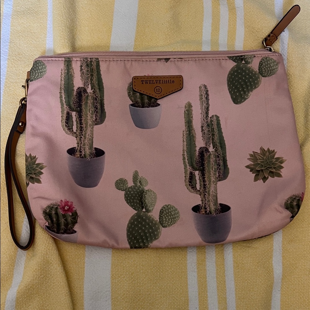Pink Cactus Print Wristlet